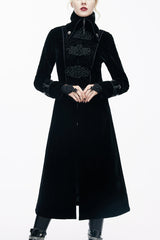 Black Retro Stand Collar Stage Costume Women's Gothic Coat - Black - 1