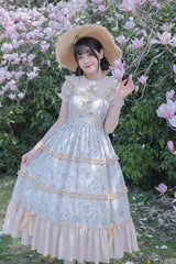 Multi-Color Midsummer Print Ruffle Embroidery Sweet Lolita Jsk Dress - Product - 3