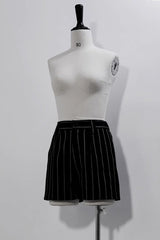 Black Rabbit Theater Vertical Stripe Print Ouji Lolita Shorts - Black - 1