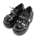 Devil Trap Gothic Punk Lolita Platforms 2 Colors - Black - 1