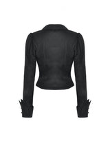 Black Turn-down Collar Ruffled Long Sleeves Women's Gothic Blouse - Product - 12