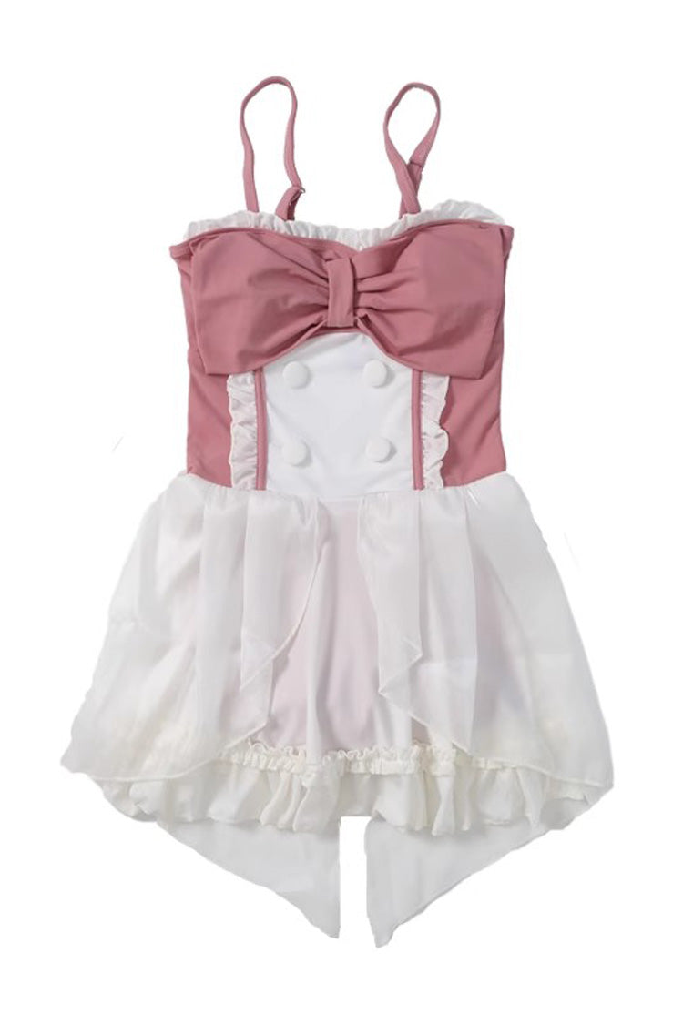 White/Pink Bowknot Sweet Lolita Swimsuit - Product - 4