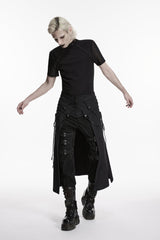 Black Printed Lace-Up Zippered Chain-Decorated Men's Punk Skirt - Product - 3