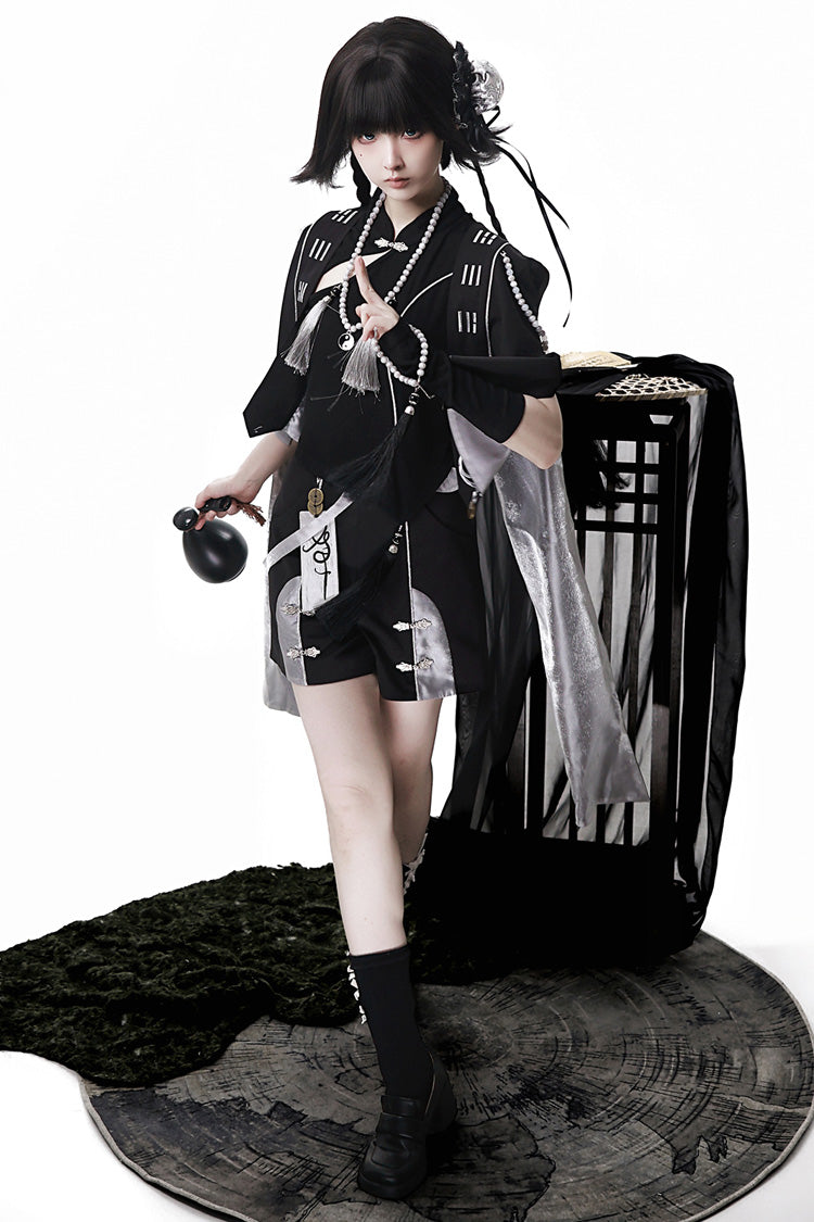 Black [The Strange End of the Immortal Sect] Sleeveless Chinese Style Ouji Lolita Set - Product - 10