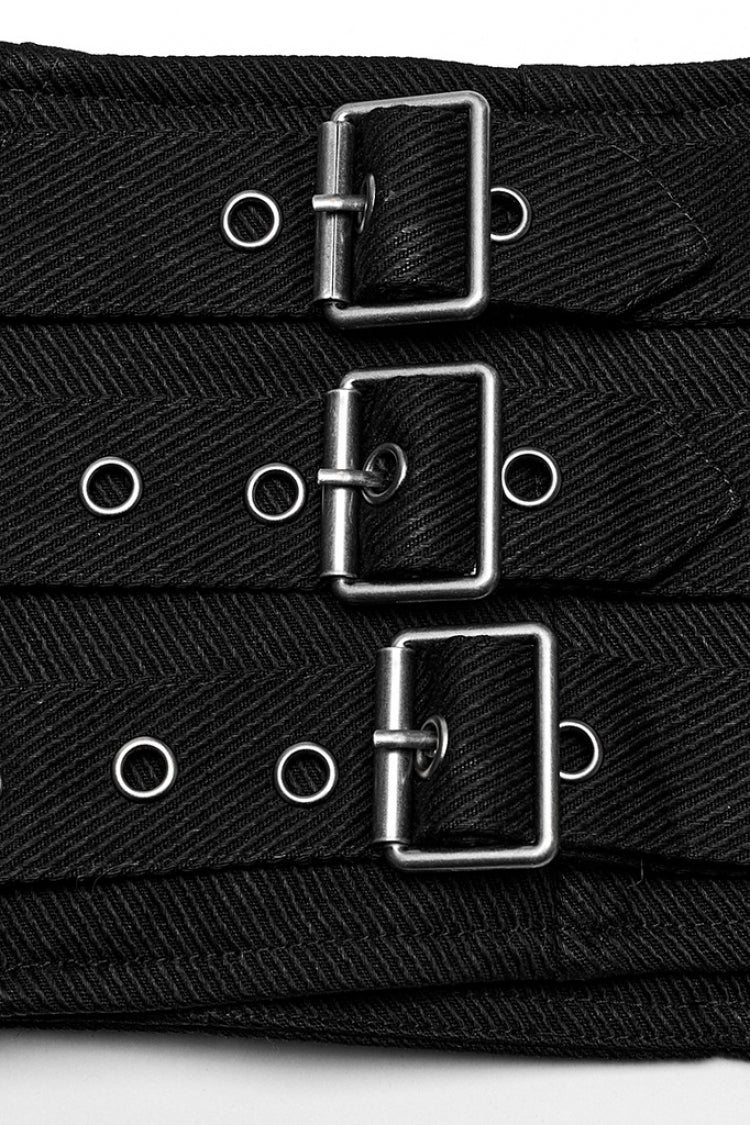 Black Multi-buckles Studded Lace-Up Men's Punk Girdle - Product - 5