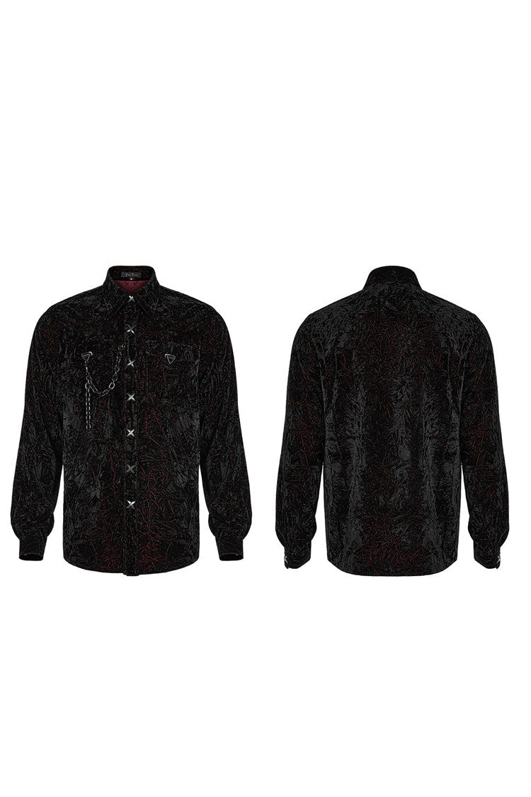 Men's Stand Collar Long Sleeves Metal Buckle Detachable Chain Steampunk Blouse 2 Colors - Product - 9