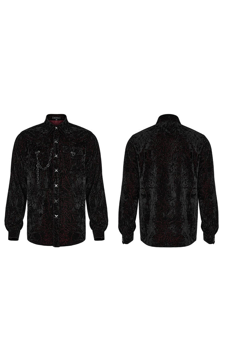 Men's Stand Collar Long Sleeves Metal Buckle Detachable Chain Steampunk Blouse 2 Colors - Product - 9