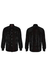 Men's Stand Collar Long Sleeves Metal Buckle Detachable Chain Steampunk Blouse 2 Colors - Product - 9