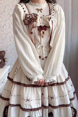 Ivory [Lovely Heart] Triple-Layered Ruffle Embroidery Bowknot Sweet Elegant Lolita Skirt - Product - 12