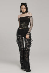 Black Stitching Mesh Cross Tied Rope Women's Steampunk Corset - Product - 4