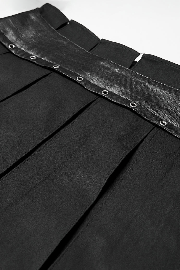 Black Cut-Out Women's Punk Eyelet Pleated Skirt - Product - 3
