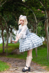 Multi-layer Plaid Print Ruffle Bowknot Sweet Lolita Tiered Dress 3 Colors - Product - 11