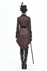 Red And Black Wavy Stripes Jacquard Long Fake Two Pieces Womens Gothic Coat - Product - 3