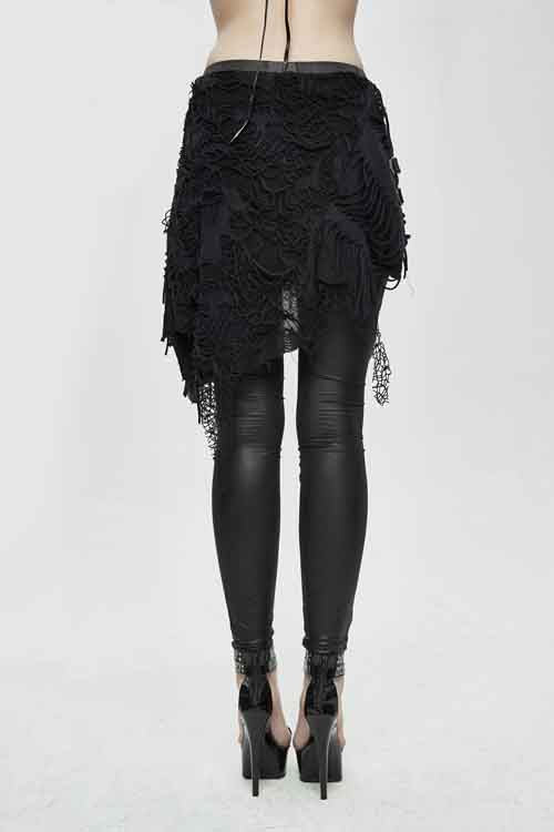 Black Fake Two Pieces Ripped Skirts Sexy Leggings Womens Pants - Product - 7