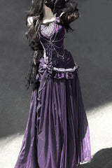 Purple [Madame Butterfly] Ruffle Bowknot Lace Sweet Elegant Gorgeous Lolita Jsk Dress - Product - 10