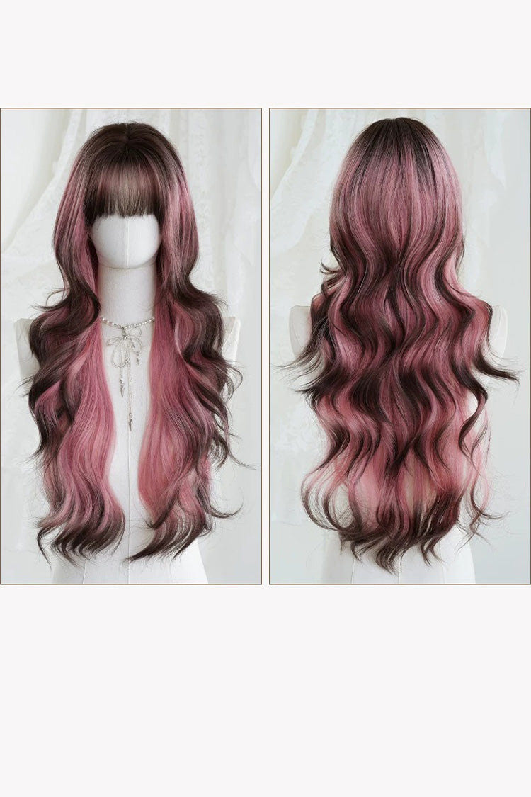 Harajuku Y2K Ombre Long Fluffy Loose-Wavy Sweet Lolita Wig with Full Bangs 2 Colors - Product - 8