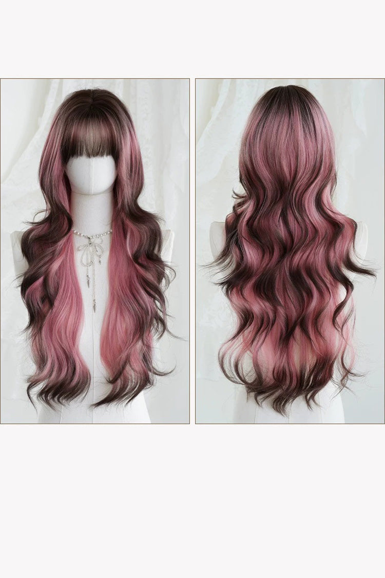 Harajuku Y2K Ombre Long Fluffy Loose-Wavy Sweet Lolita Wig with Full Bangs 2 Colors - Product - 8