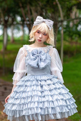 Multi-layer Plaid Print Ruffle Bowknot Sweet Lolita Tiered Dress 3 Colors - Product - 2