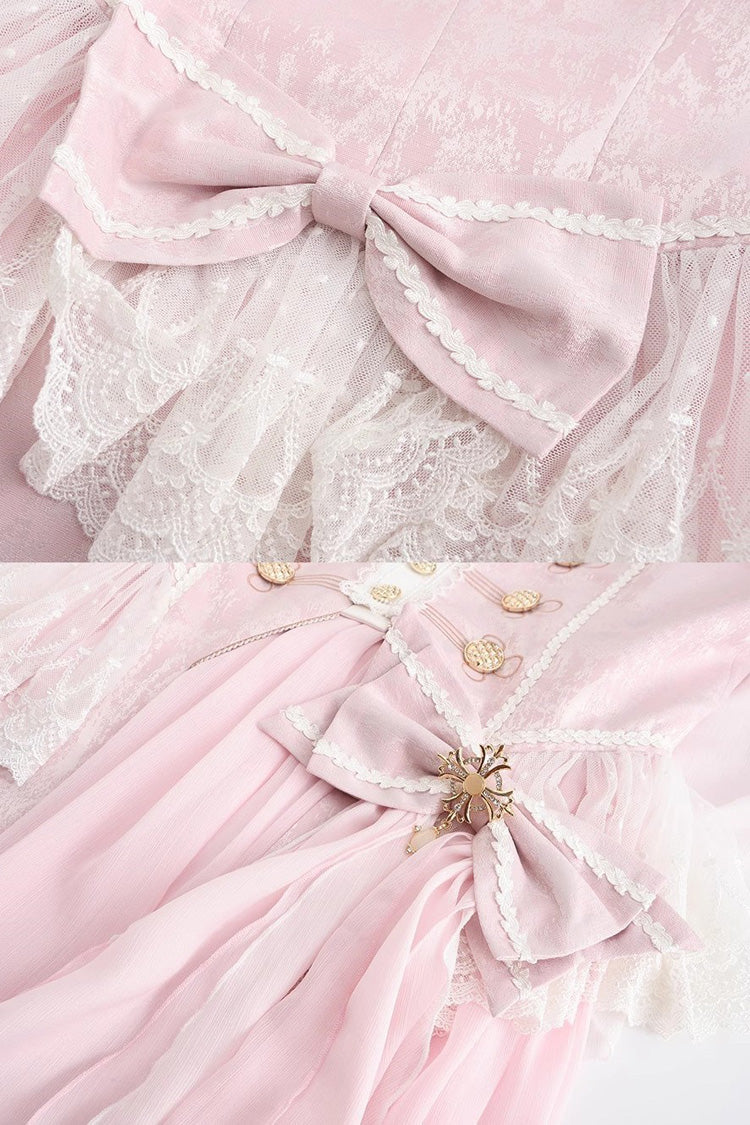 Pink Glass Castle Long Sleeves Bowknot Elegant Handsome Prince Ouji Fashion Lolita Coat - Product - 4