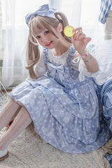 Dot Print Multi-Layer Ruffled High Waist Sweet Lolita JSK Dress - Product - 7