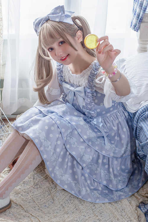 Dot Print Multi-Layer Ruffled High Waist Sweet Lolita JSK Dress - Product - 7