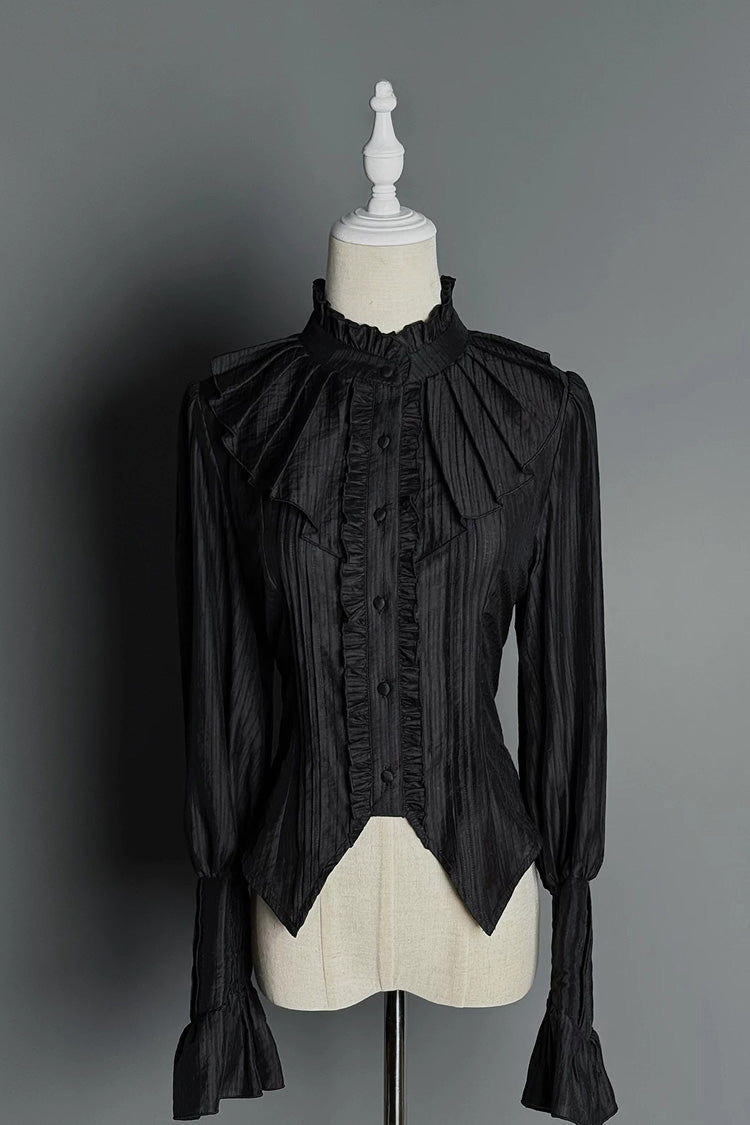 Black [Gothic Night Butler] Double-breasted Gothic Lolita Bustier Suspender Dress - Blouse(Only) - 9