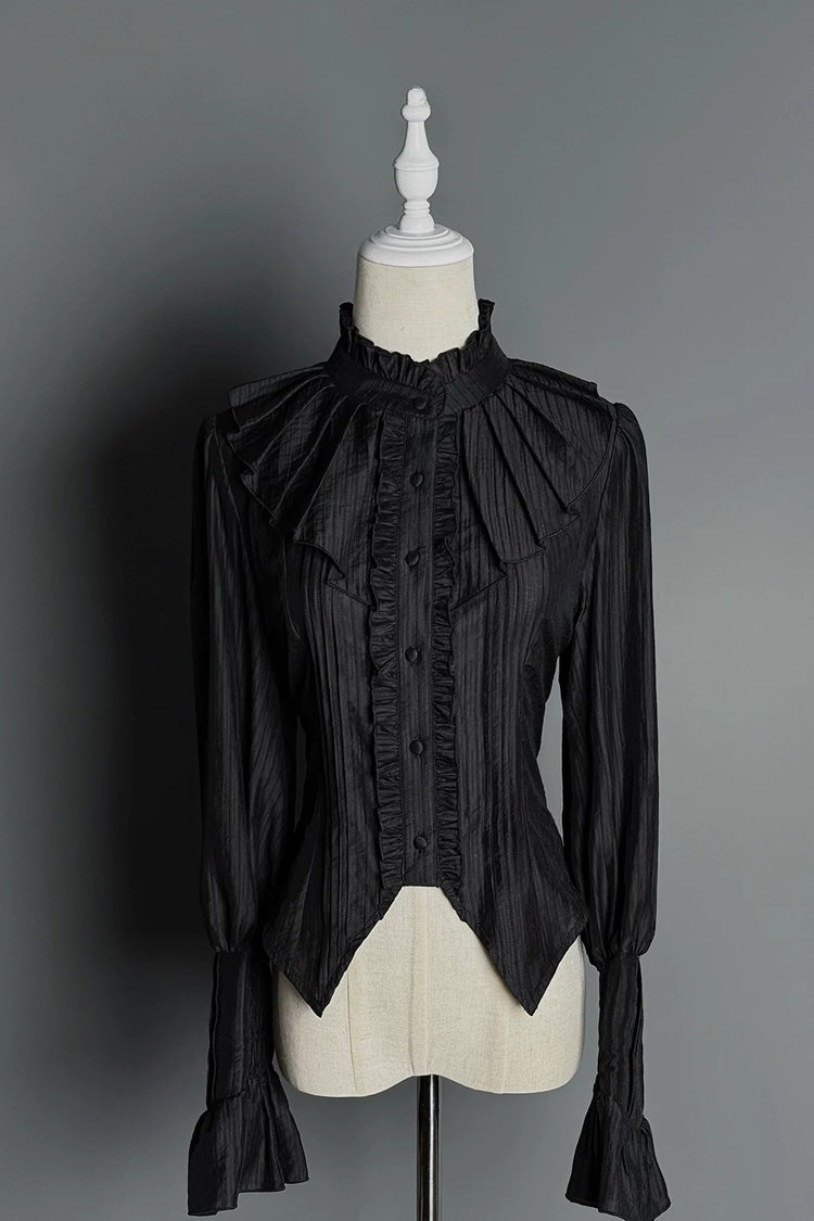 Black [Gothic Night Butler] Double-breasted Gothic Lolita Bustier Suspender Dress - Blouse(Only) - 9
