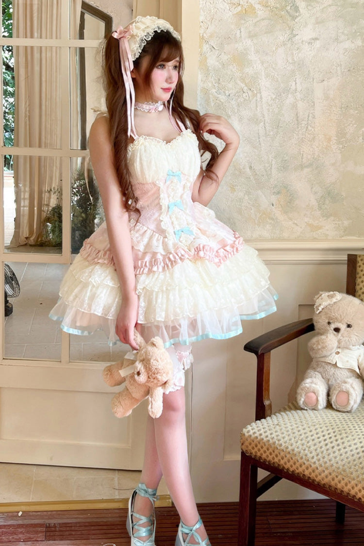 Pink [Dream Girl] Multi-Layered Ruffle Bowknot Lace Ballet Sweet Lolita Dress - Product - 10