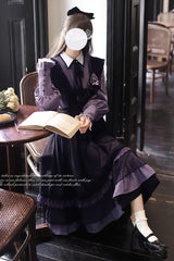 Black [Witch Academy] Double-Layered Ruffle Embroidery Bowknot Mesh Sweet Elegant Lolita Jumper Dress - Product - 8