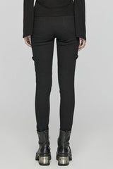 Black Patent Leather Stitching Women's Punk Pants - Product - 3