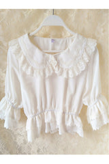 White Chiffon Doll Collar Half Sleeve Sweet Lolita Shirt - Product - 2