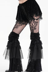 Black Lace Mesh Women's Gothic Shorts - Black - 1