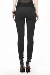 Black Punk Knit Skull Marrowbone Printed Leggings Womens Pants - Product - 5