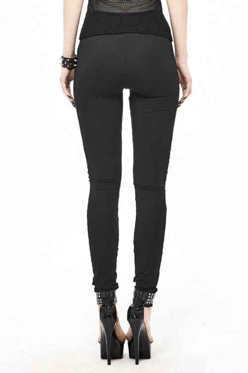 Black Punk Knit Skull Marrowbone Printed Leggings Womens Pants - Product - 5