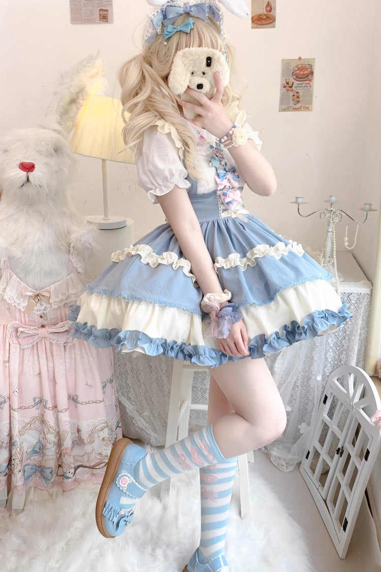 Strappy Doll Collar Ruffle Sweet Lolita Tiered Skirt 7 Colors - Product - 8