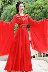 Red Hot Stamping Embroidery Women's Classic Chinese Style Hanfu Dress - Product - 2