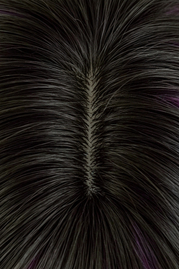 Y2K Black Base Purple Face Framing Highlights Straight Bob Sweet Lolita Wig with Blunt Bangs - Product - 4