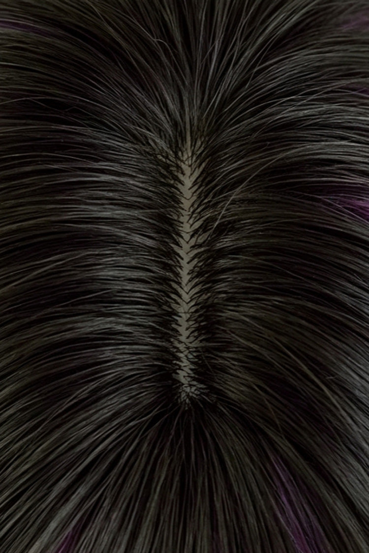 Y2K Black Base Purple Face Framing Highlights Straight Bob Sweet Lolita Wig with Blunt Bangs - Product - 4