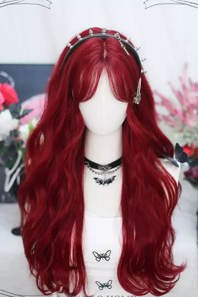 Red Secondary Long Curly Sweet Lolita Wigs - Red - 1