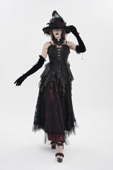 Black Ruffled Lace Lace-Up Slim Women's Gothic Overbust Corset - Product - 1