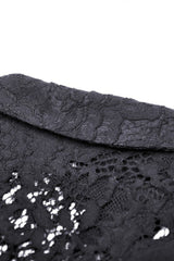 Black Lapel Collar Long Sleeves Ruffled Irregular Lace Lace-Up Women's Gothic Jacket Dress - Product - 15