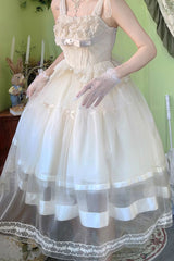 Ivory [Swan Castle] Ruffle Bowknot Lace Sweet Elegant Gorgeous Lolita Jsk Long Dress - Product - 11