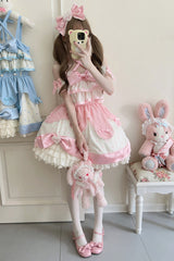 Pink Cream Multi-Layered Polka Dots Print Ruffle Bowknot Sweet Lolita Jsk Dress - Product - 5