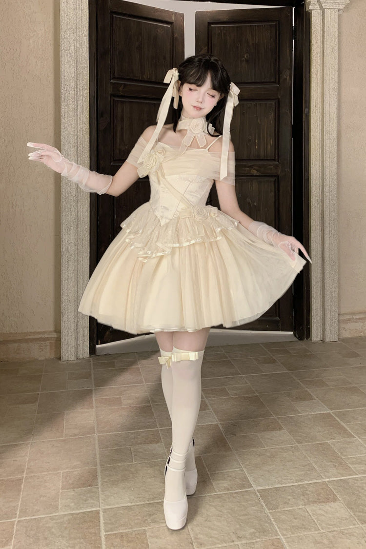 Beige [Sanglin’s Tribute] Off Shoulder Ruffled Sweet Lolita Dress - Product - 7