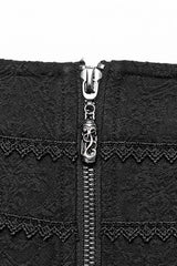 Black Jacquard Butterfly Embroidery Lace Irregular Women's Steampunk Skirt - Product - 8
