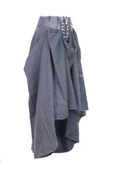 Black Torn Multiple Wearing Leather Waistband Punk Rock Flowing Long Womens Half Skirt - Product - 4