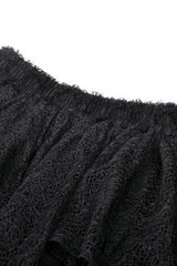 Black Women's Gothic Punk Multi-Layered Irregular Handkerchief Hem Lace Skirt - Product - 13
