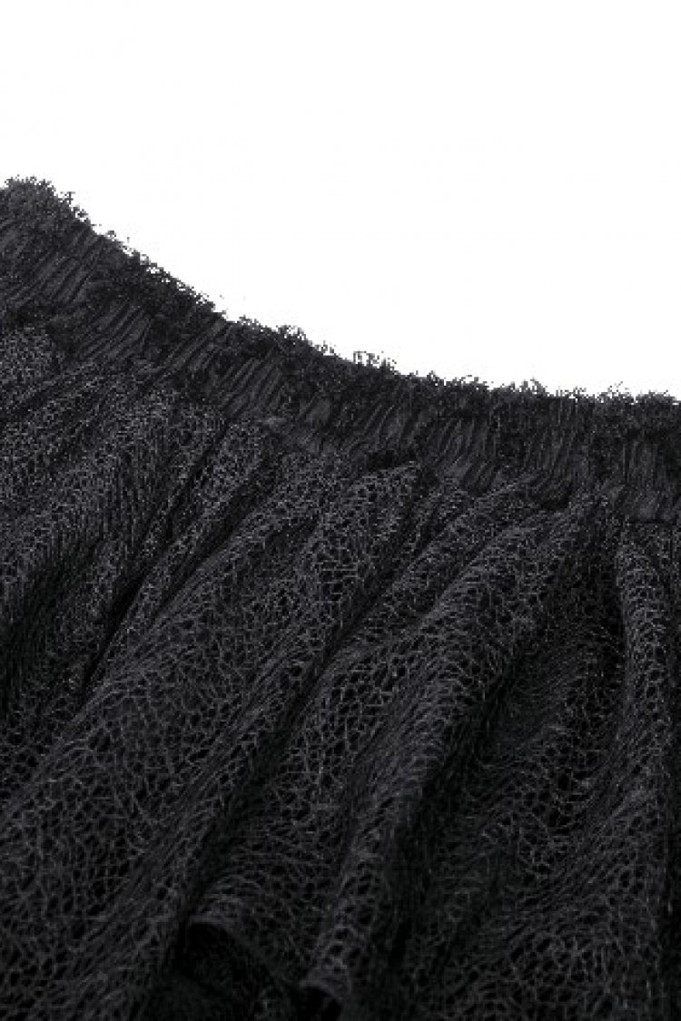 Black Women's Gothic Punk Multi-Layered Irregular Handkerchief Hem Lace Skirt - Product - 13