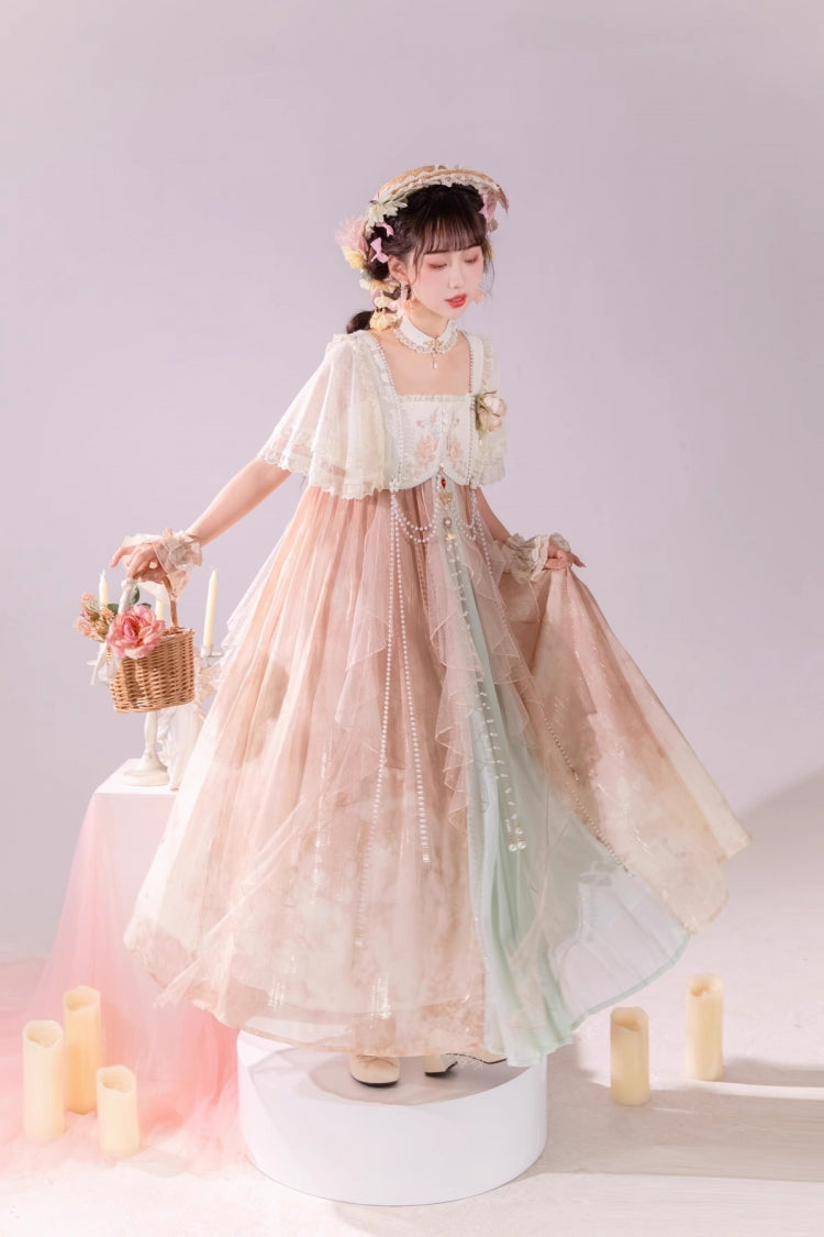 Multi-Color Ruffle Lace Sweet Chinese Style Elegant Princess Lolita Jsk Dress Set - Product - 11