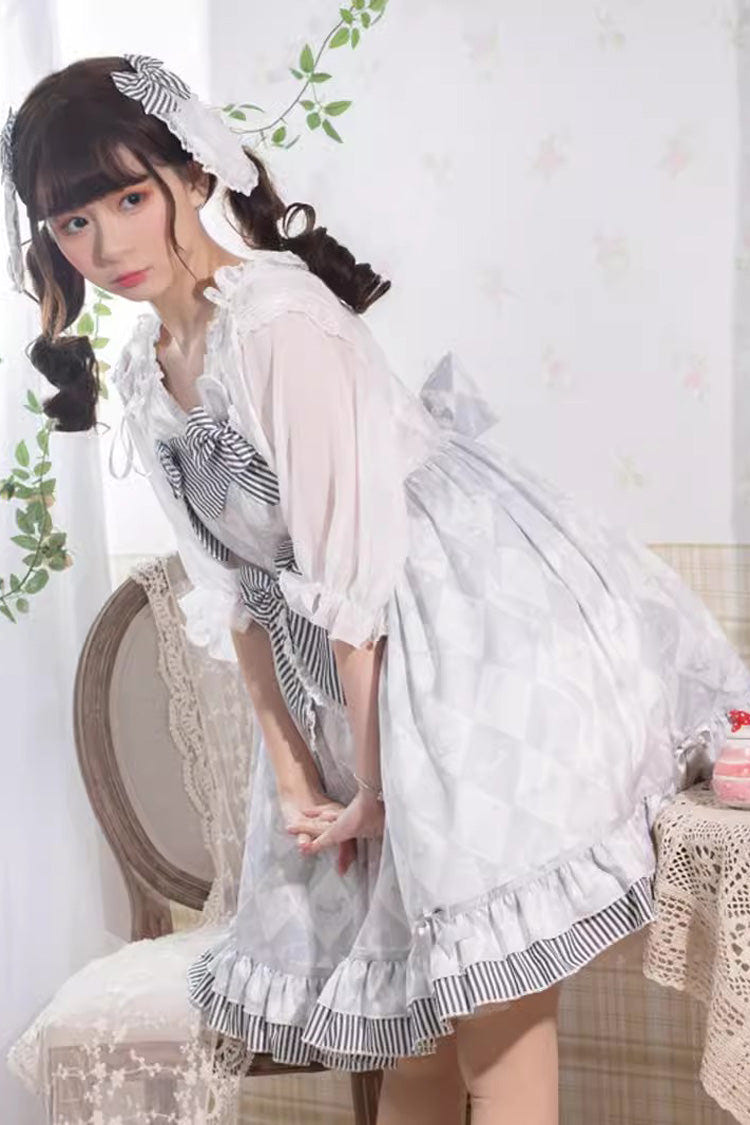 Grey Alice Bunny Ruffle Bowknot Sweet Princess Lolita Jsk Dress - Product - 3
